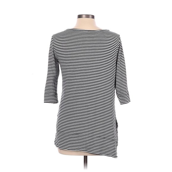 Chico's Black & White Stripe Casual Blouse Large Petite LP - Picture 2 of 2